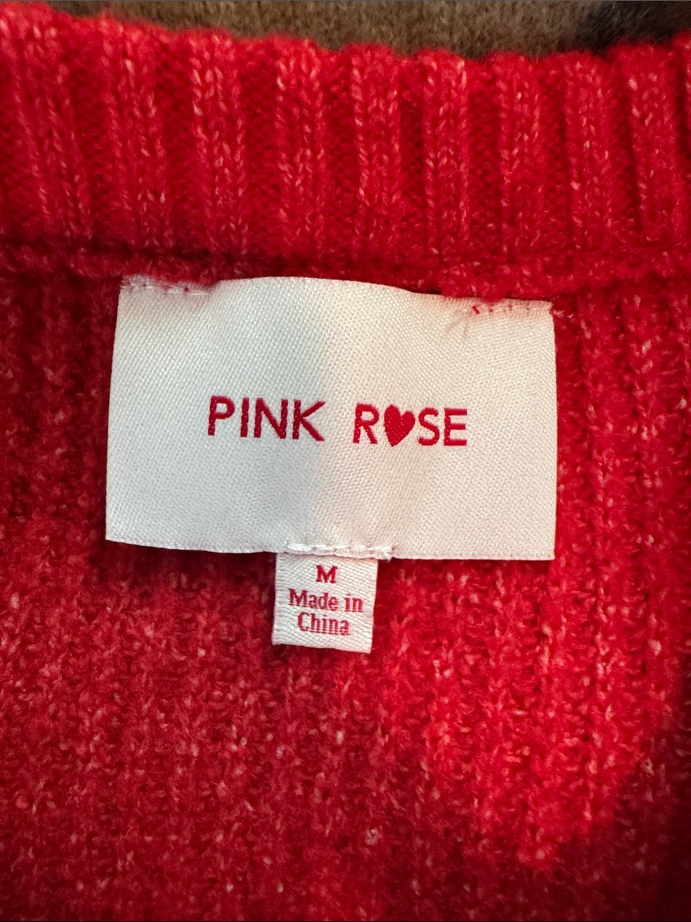 Pink Rose Red Ribbed Button-Front Cardigan - Picture 2 of 9